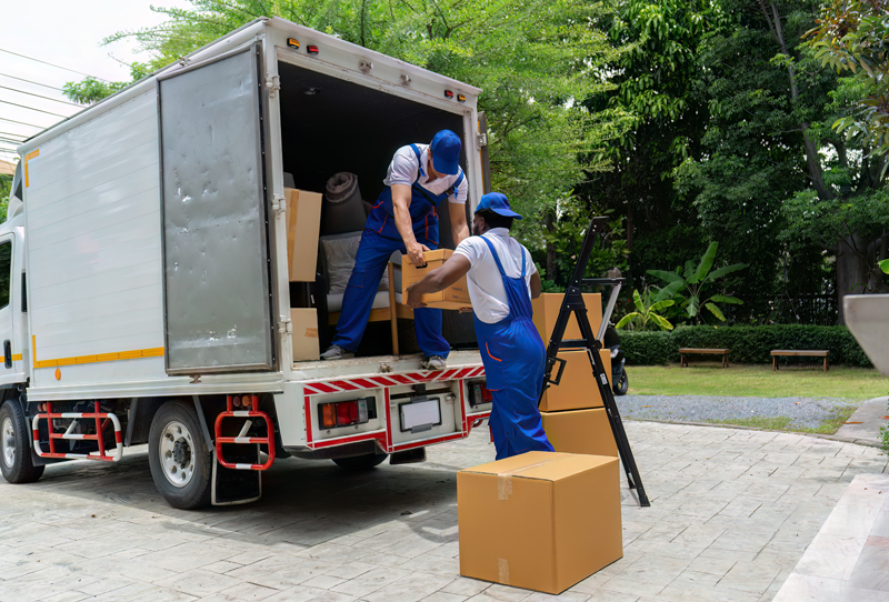 Ordonez Mover Group of Movers Unloading Boxes in Commercial Area